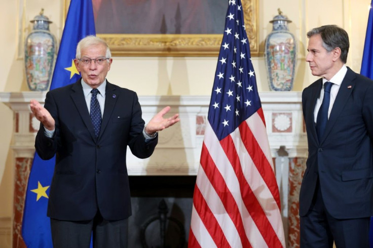 EU High Representative for Foreign Affairs Josep Borrell speak before meeting US Secretary of State Antony Blinken on October 14, 2021