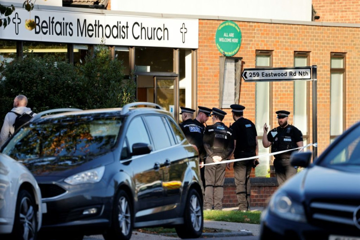 Police forensics officers were seen working at the scene of the fatal stabbing