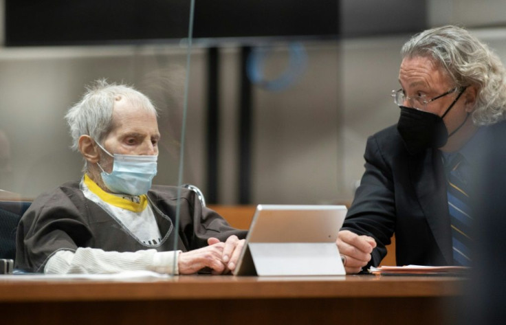 Robert Durst (L) during his sentencing hearing in Los Angeles in October 2021