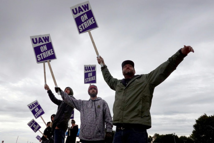 These workers in Davenport, Iowa are among more than 10,000 US employees of the John Deere farm equipment maker now on strike, part of a growing nationwide movement