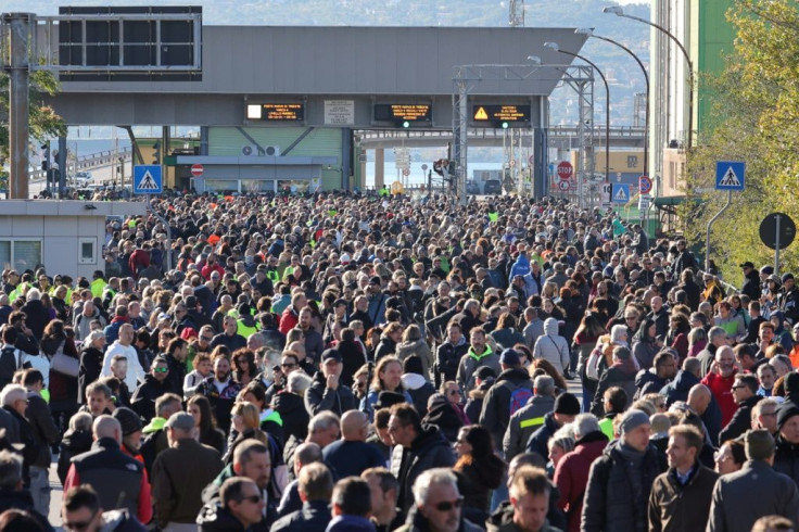 More than 6,500 people protested at the Trieste port on Friday against the introduction of the Covid "Green Pass" across ItalyÂ
