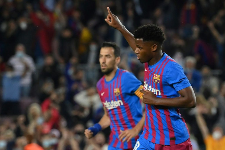 Ansu Fati (R) is leading the next generation of young Barcelona talents.