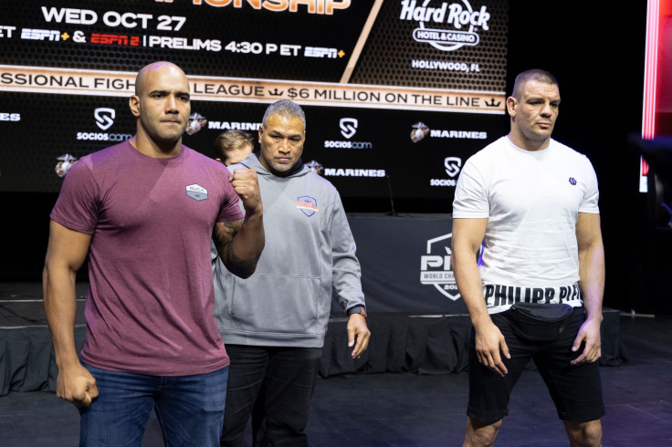 Cappelozza and Delija faceoff prior to their 2021 PFL heavyweight clash