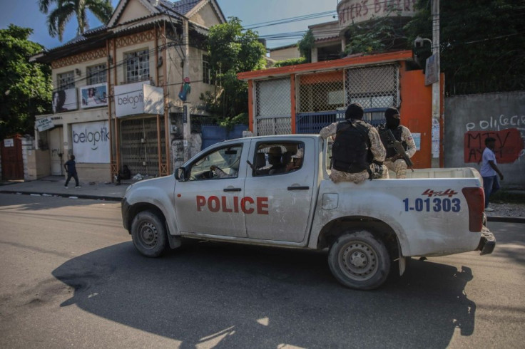 A police vehicle in the Haitian capital Port-au-Prince on October 18 2021