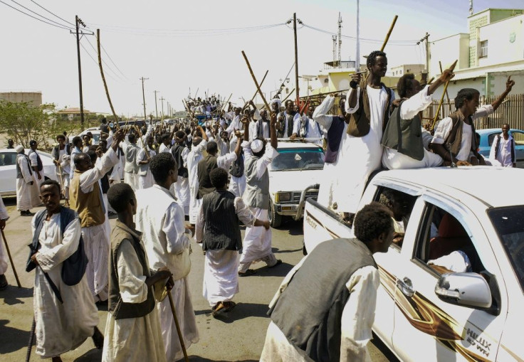 Protestors are calling for the cancellation of parts of an October 2020 peace deal signed between the government and rebel groups