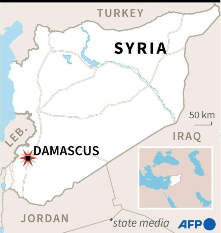 Map locating Damascus in Syria where a bomb hit a bus carrying troops on Wednesday, according to state media