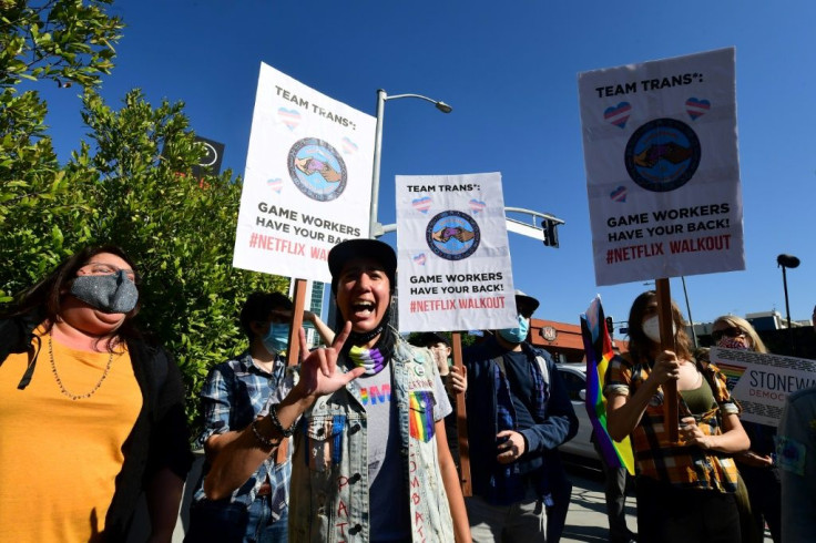 Activists and supporters gathered at a Netflix building in Los Angeles to protest over the company's handling of the latest Dave Chappelle special