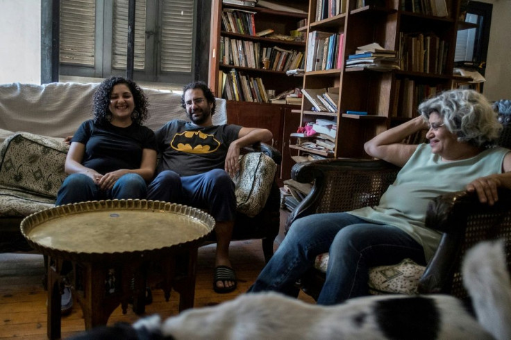 Egyptian activist and blogger Alaa Abdel Fattah, seen here with family in 2019, has spent the better part of a decade behind bars