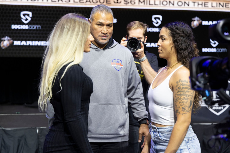 Kayla Harrison and Taylor Guardado faceoff