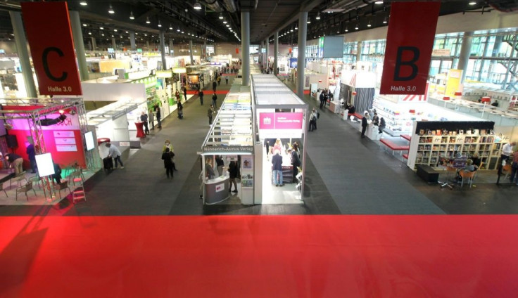 Visitors peruse the booths at the Frankfurt Book Fair