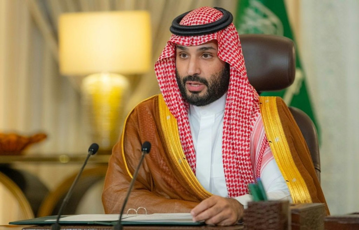 Crown Prince Mohammed bin Salman delivers a speech at the opening of the "Saudi Green Initiative" forum in Riyadh