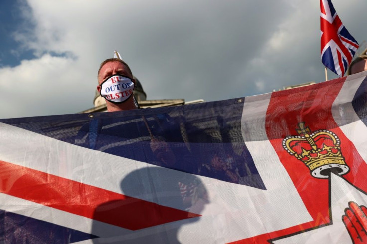 Anti-EU protestor in London's Trafalgar Square