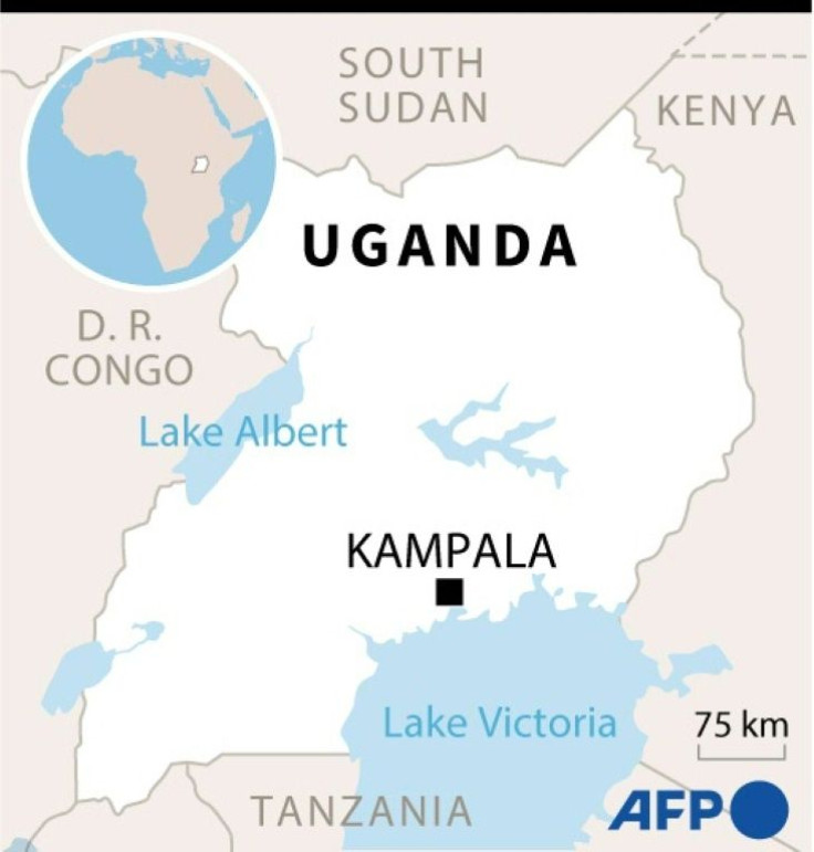 Map of Uganda locating the capital Kampala.