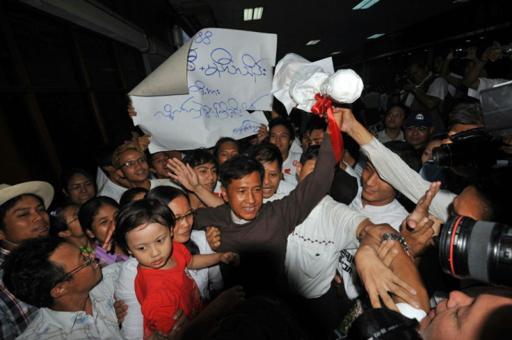 Kyaw Min Yu pictured on his release from prison in 2012