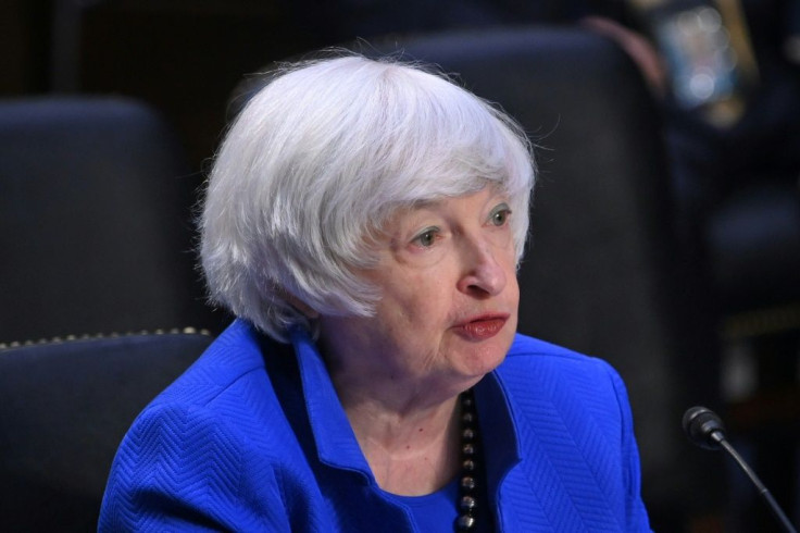 This file photo taken on September 28, 2021 shows US Treasury Secretary Janet Yellen speaking during a congressional hearing in Washington; she is predicting a return to more moderate inflation rates by mid- to late 2022