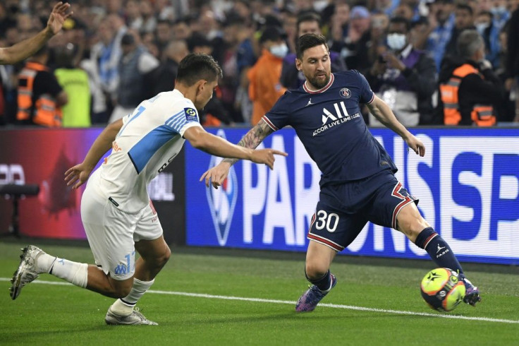 Lionel Messi in action for PSG against Marseille