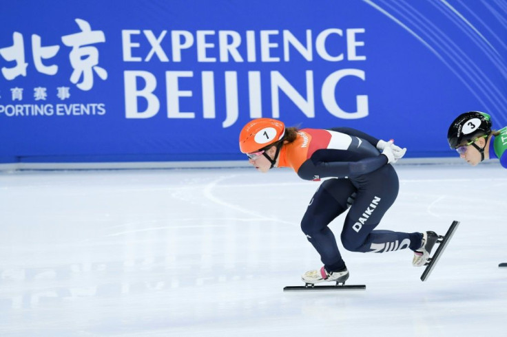 Dutch skater Suzanne Schulting competes at a test event in Beijing