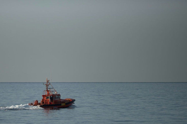 A Spanish coast guard boat patrols off the coast of Almeria
