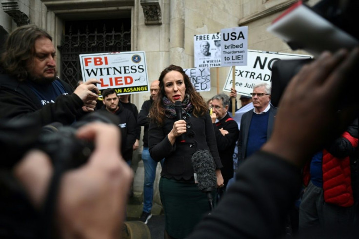 Assange's partner Stella Moris joined protesters demanding his immediate release from a high-security jail in London