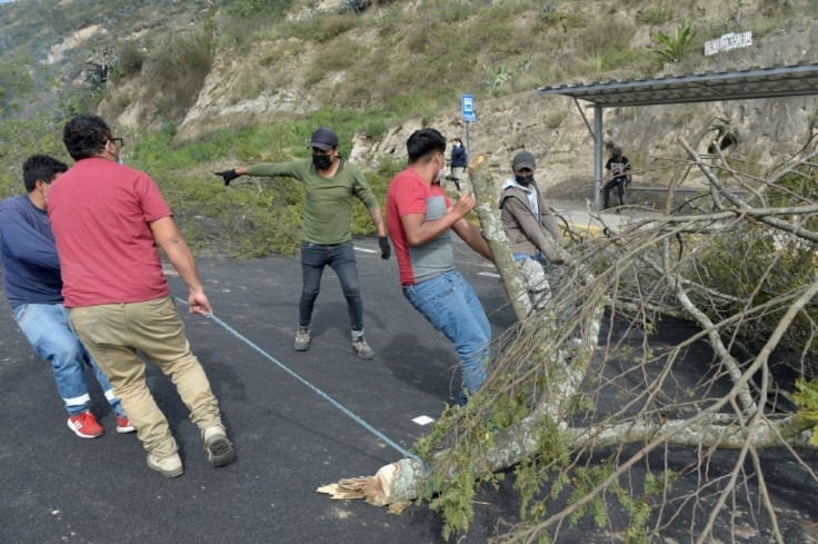 Protesters used soil, trees and burning tires to blockade key roads