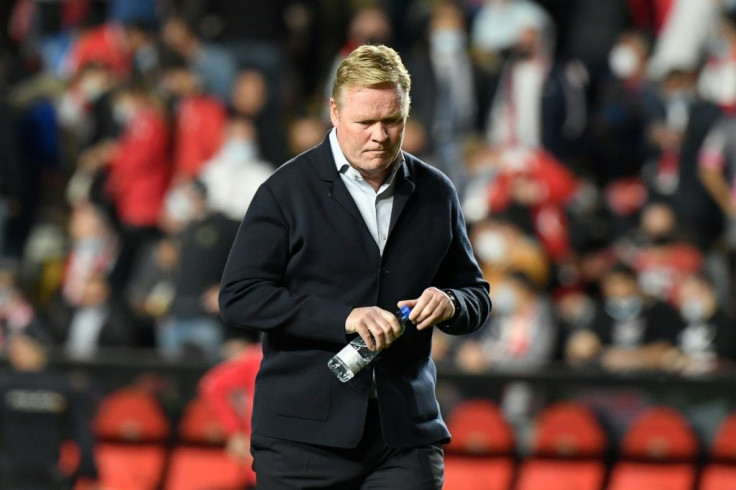 All over: Ronald Koeman during his final match in charge as Barcelona coach, a 1-0 loss at Rayo Vallecano on Wednesday