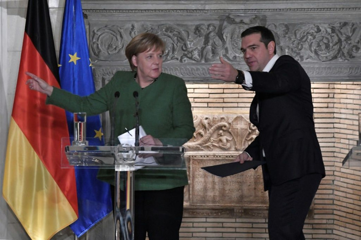 Germany's Angela Merkel and Greece's then prime minister Alexis Tsipras did not always agree which direction to go in