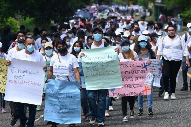 Some 2,000 young Salvadorans staged a 'Reverse Caravan' protest near the Guatemalan border, demanding better opportunities in their home country