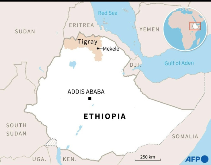 Map of Ethiopia locating the Tigray region and its capital Mekele.