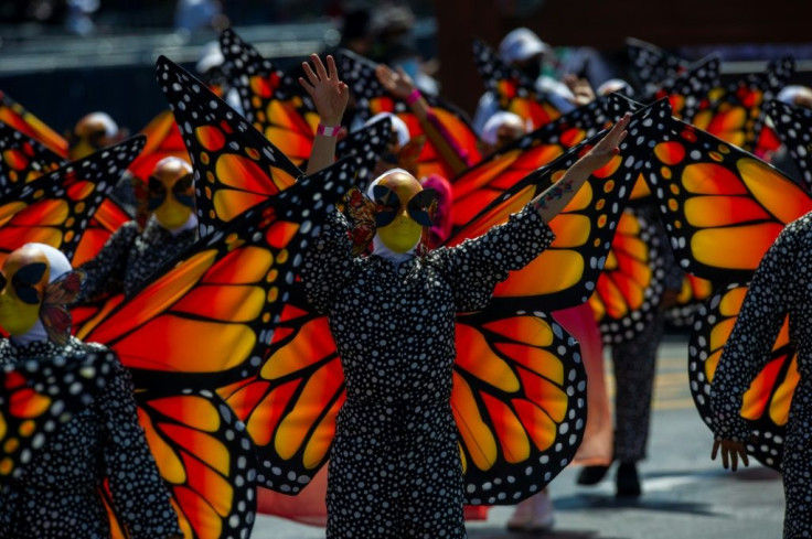 Thousands of people lined the route in Mexico City for a glimpse of the Day of the Dead procession