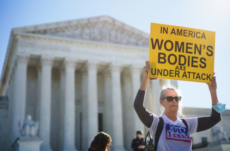 A protestor for women's abortion rights outside the US Supreme Court