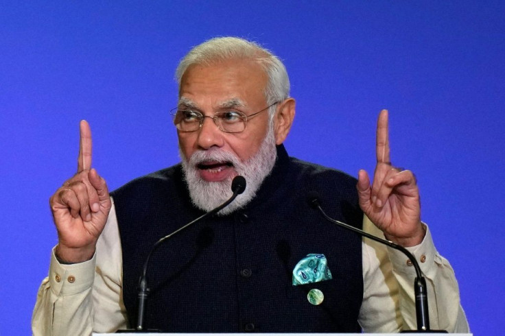 India's Prime Minister Narendra Modi speaking at the COP26 climate summit