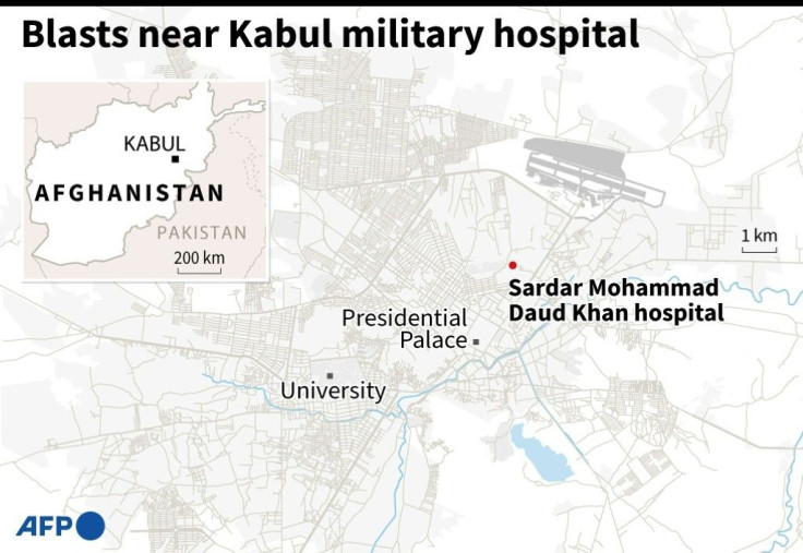 Map of Afghanistan's capital Kabul locating the Sardar Mohammad Daud Khan Hospital.