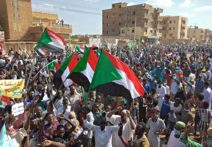 Sudanese anti-coup protesters gathered in their thousands on October 30, 2021 to express their support for the country's democratic transition