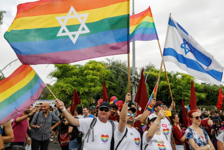 Atraf's mostly male clients feared their details could be revealed, saying for some the leak was "life threatening" (participants at Jerusalem Gay Pride pictured June 2019)