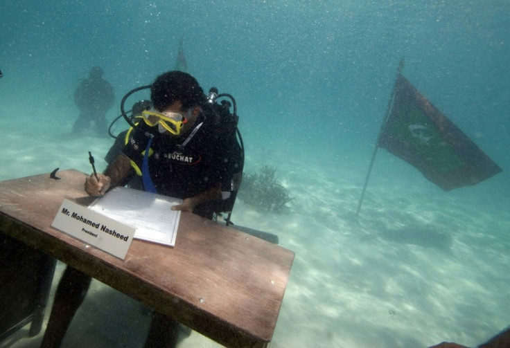 Nasheed said he held the cabinet meeting under water to help highlight the serious threat posed by climate change