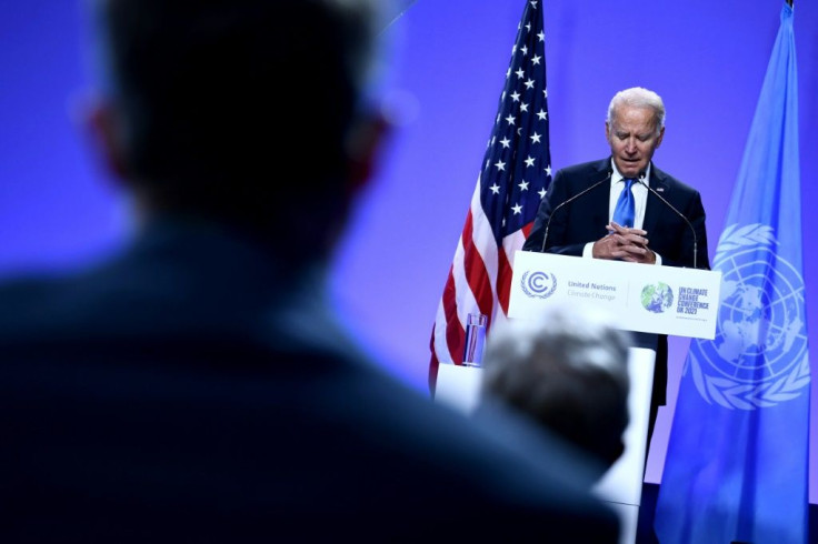 US President Joe Biden, pictured November 2, 2021 at COP26, has seen his approval ratings tank amid frustration over his stalled economic agenda