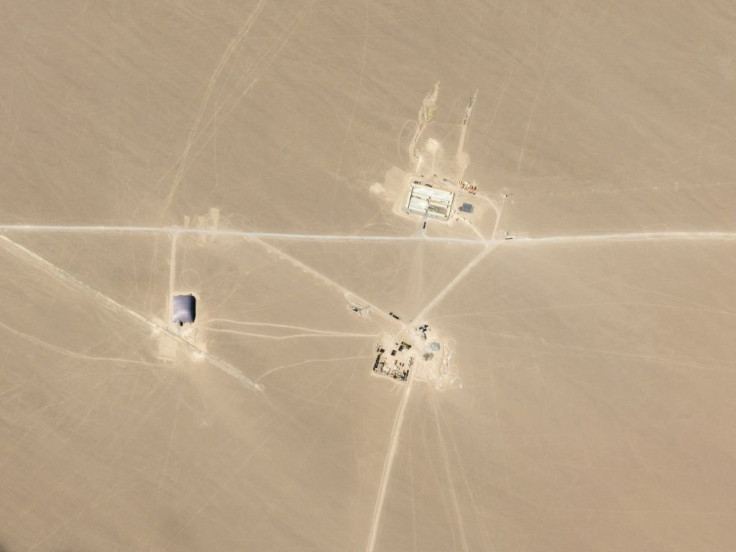 A satellite image from Planet Labs Inc. shows what researchers say are missile silos under construction in the Chinese desert.