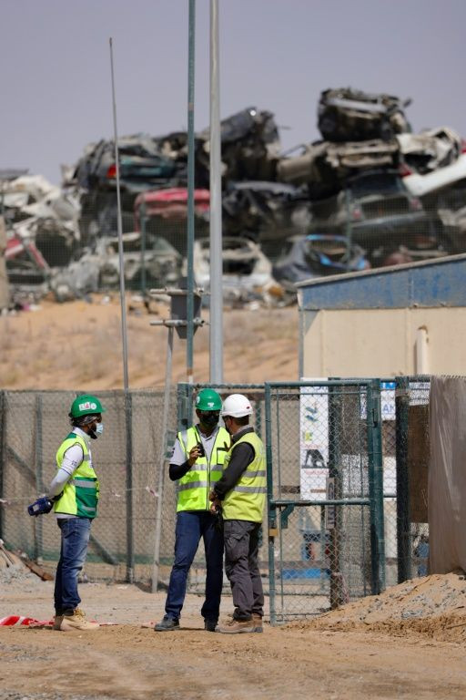 Workers at the Bee'ah waste management company, which seeks to tackle growing landfills strewn across the country
