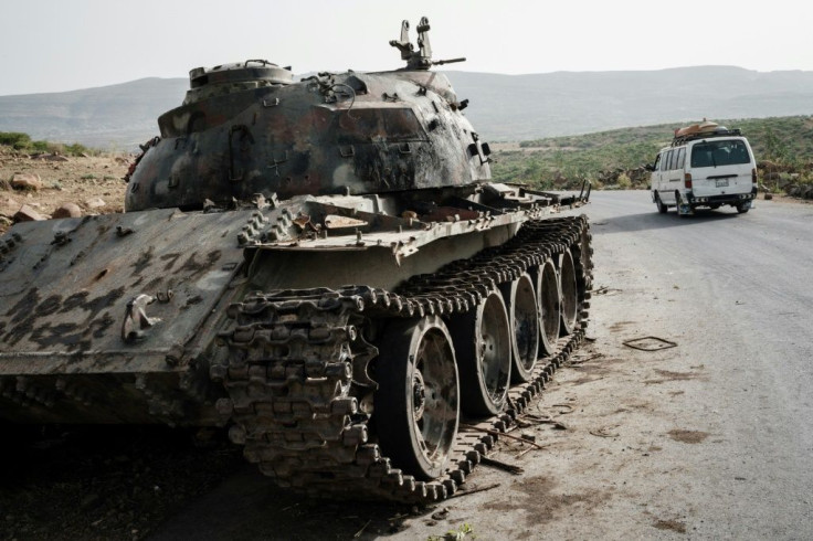 An abandoned tank, reputedly from the Eritrean army, pictured near Mekele in June
