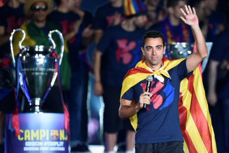 Xavi Hernandez, pictured in 2015, won four Champions League titles with Barcelona