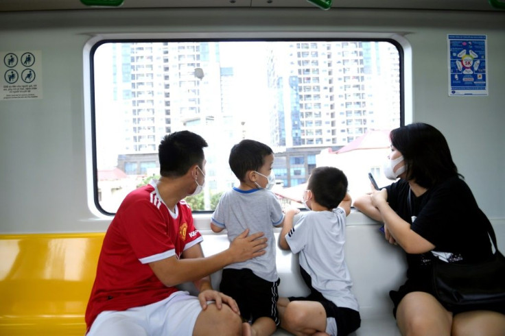 Young passengers aboard the new train