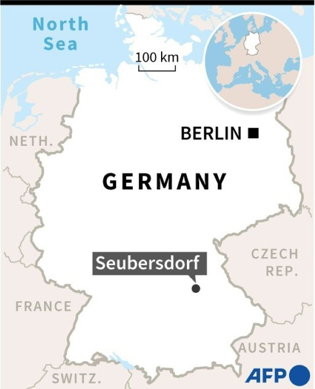 A map of Germany showing Seubersorf