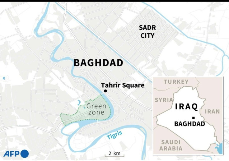Map locating the Green zone in Baghdad, Iraq