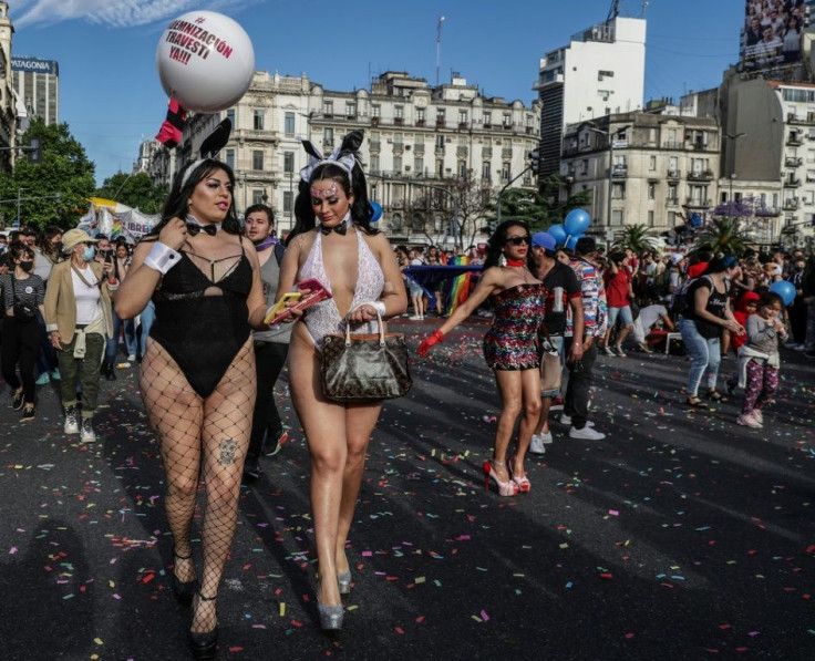 People danced in the streets, musicians performed, and people in elaborate costumes held a parade of floats to celebrate a wide range of identities at Argentina's 30th Pride