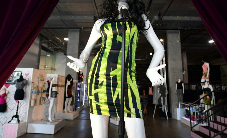 The dress worn by Amy Winehouse in her final performance during the 2011 Summer Festival Tour for a concert performance in Belgrade is displayed at Julien's Auctions in Beverly Hills, California