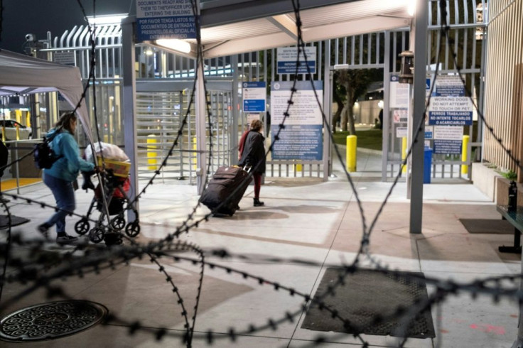 Isabel Gonzalez was first in line to get across the US border from Tijuana when the frontier re-opened overnight Sunday-Monday