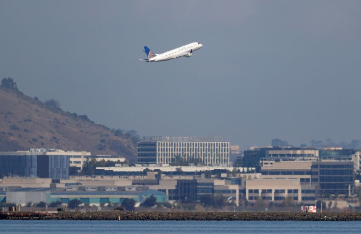 United Airlines (plane pictured taking off from San Francisco International Airport in October 2021) had announced on August 6, 2021 that its employees should be vaccinated or risk being terminated