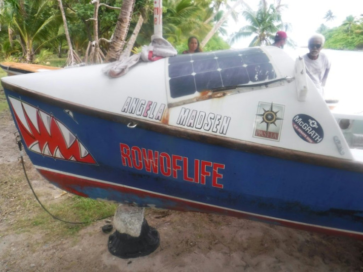 The late US Paralympian and ocean rower Angela Madsen's boat has washed up on a Marshall Islands atoll, locals say