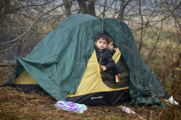 Belarus officials said children and pregnant women were among the migrants sleeping rough
