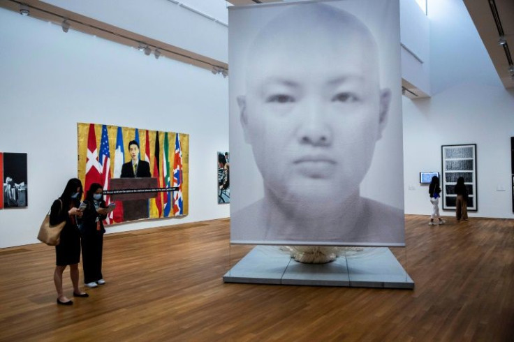 Braiding (1998) by Lin Tianmiao (C) at the new M+ Museum in Hong Kong